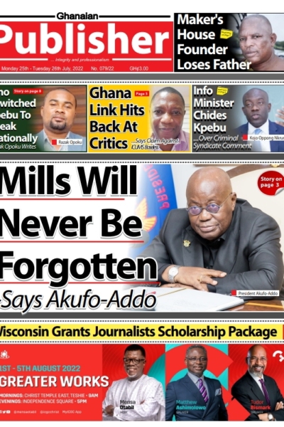 Ghanaian Publisher, Monday, July 25, 2022