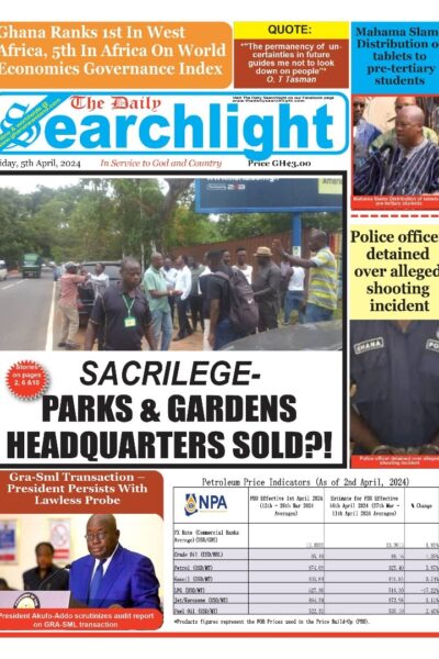 Daily Searchlight,  Friday, 5th April, 2024, Printed Version
