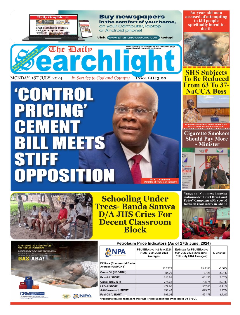 Daily Searchlight, Monday, July 1st, 2024 Printed Version – Ghana News ...