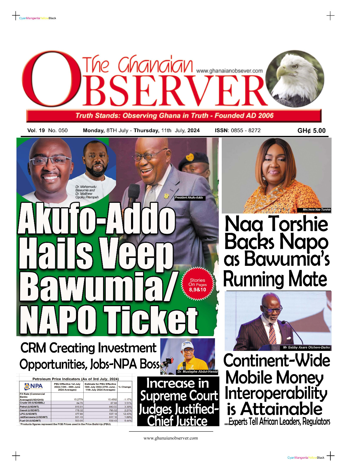 Ghanaian Observer, Monday, July 8, 2024 – Ghana News Stand