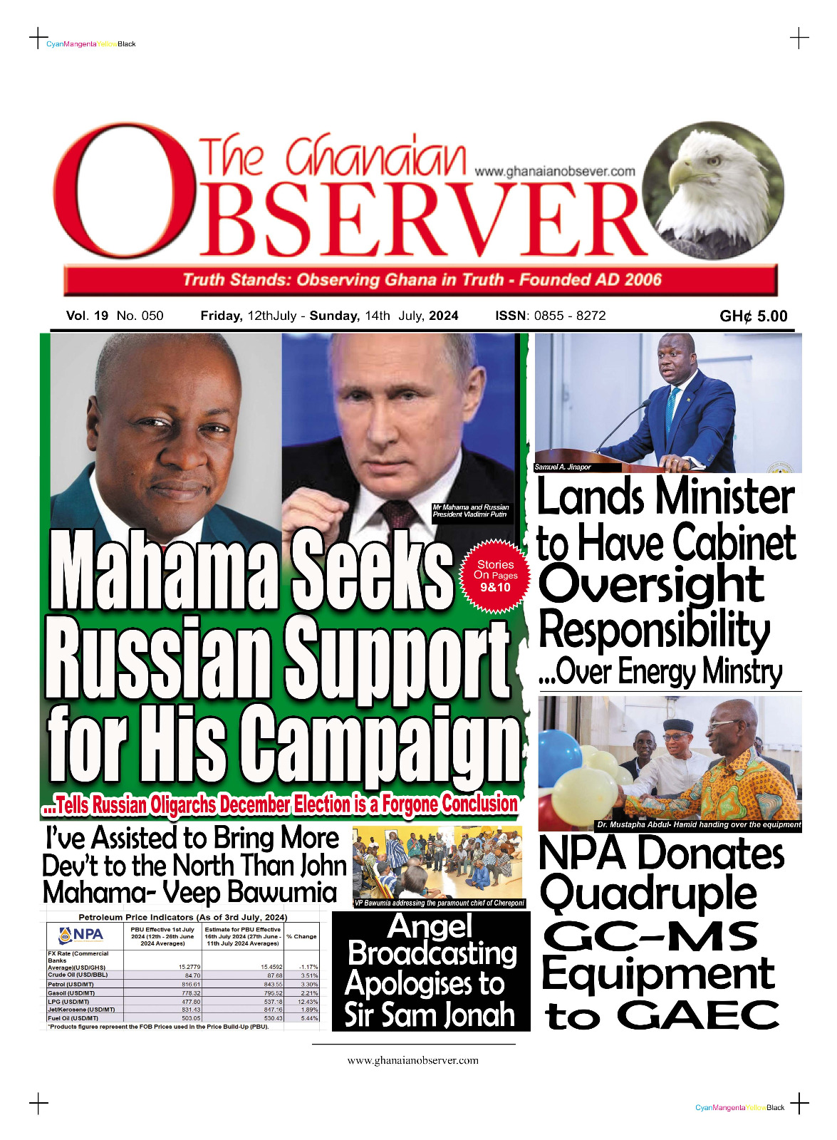 Ghanaian Observer, Friday, 12th July, 2024 – Ghana News Stand