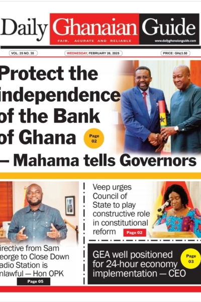 Daily Ghanaian Guide, Wednesday, 26th February, 2025