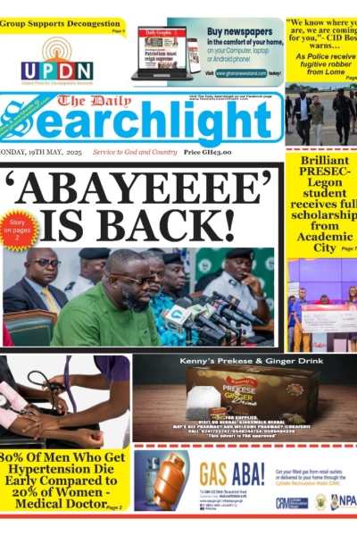 Daily Searchlight, Monday, 19th May, 2025 Printed version
